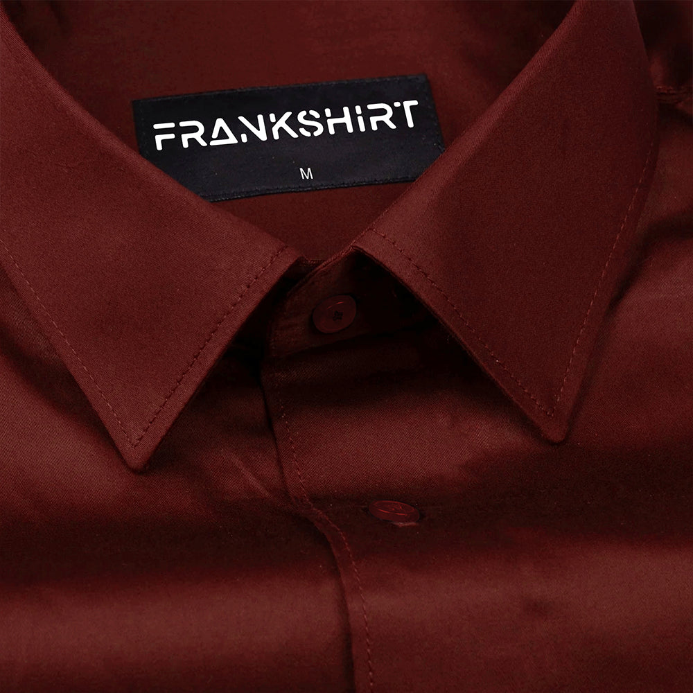 300GSM Premium Satin Shirt Combo for Men (White & Crimson Red)