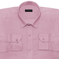 Solid Pink Textured Linen Shirt For Men