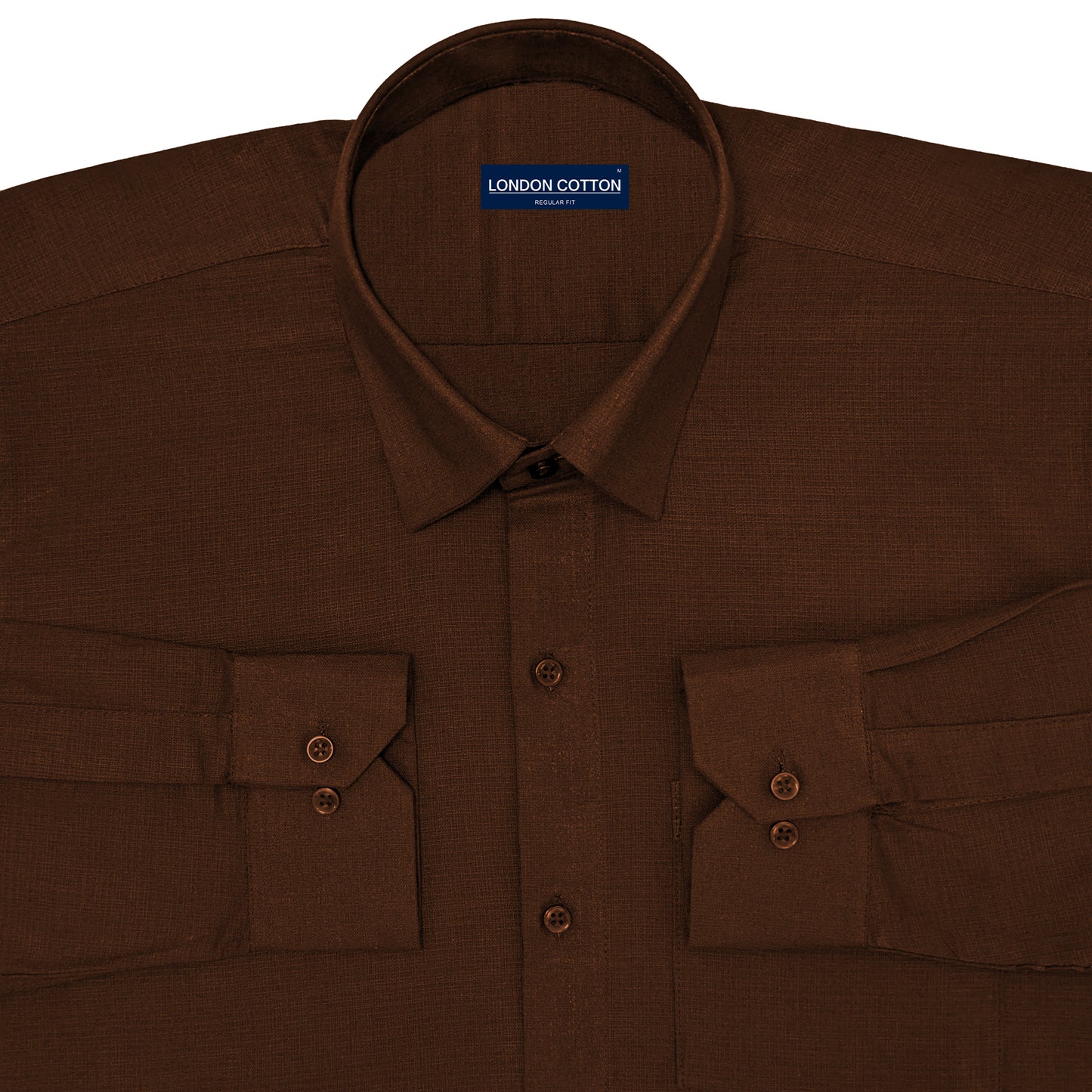 Dusty Brown Textured Linen Shirt For Men