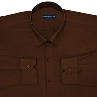 Dusty Brown Textured Linen Shirt For Men