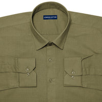 Olive Textured Linen Shirt For Men