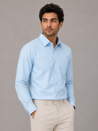 Sky Blue Pinstripe Oxford Shirt For Men