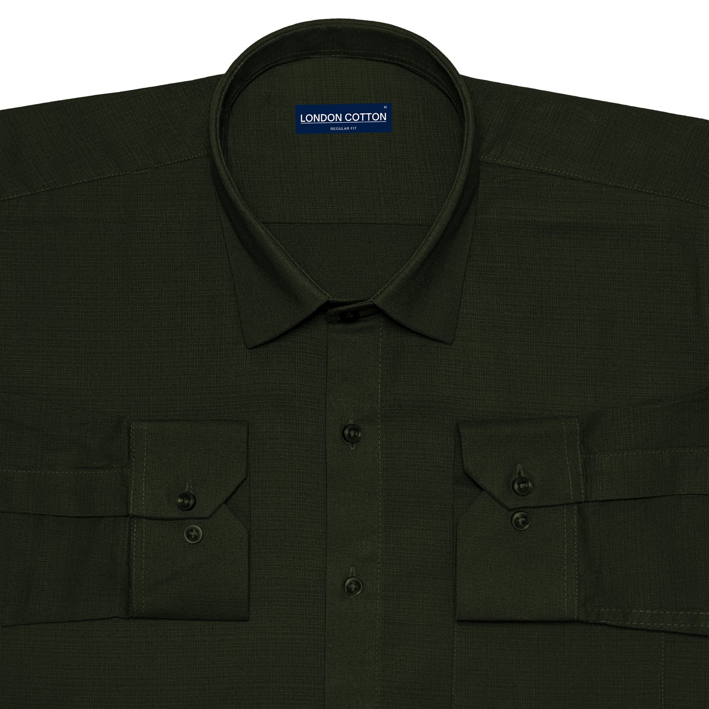Bottle Green Textured Linen Shirt For Men