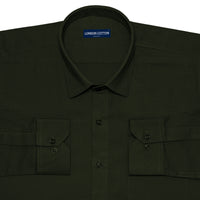 Bottle Green Textured Linen Shirt For Men