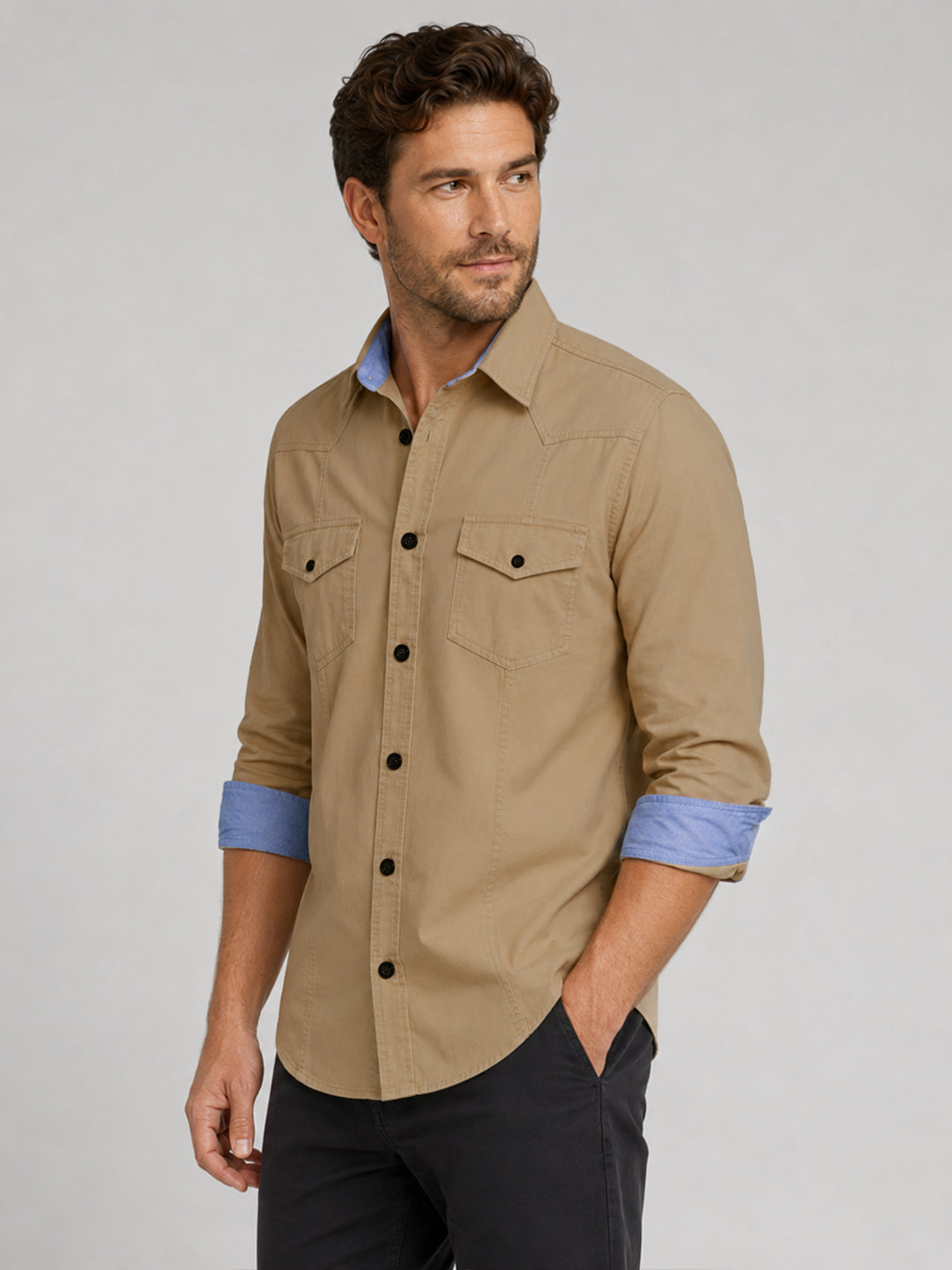 Pack Of 2 Cargo Style Beige & Brown Shirt
