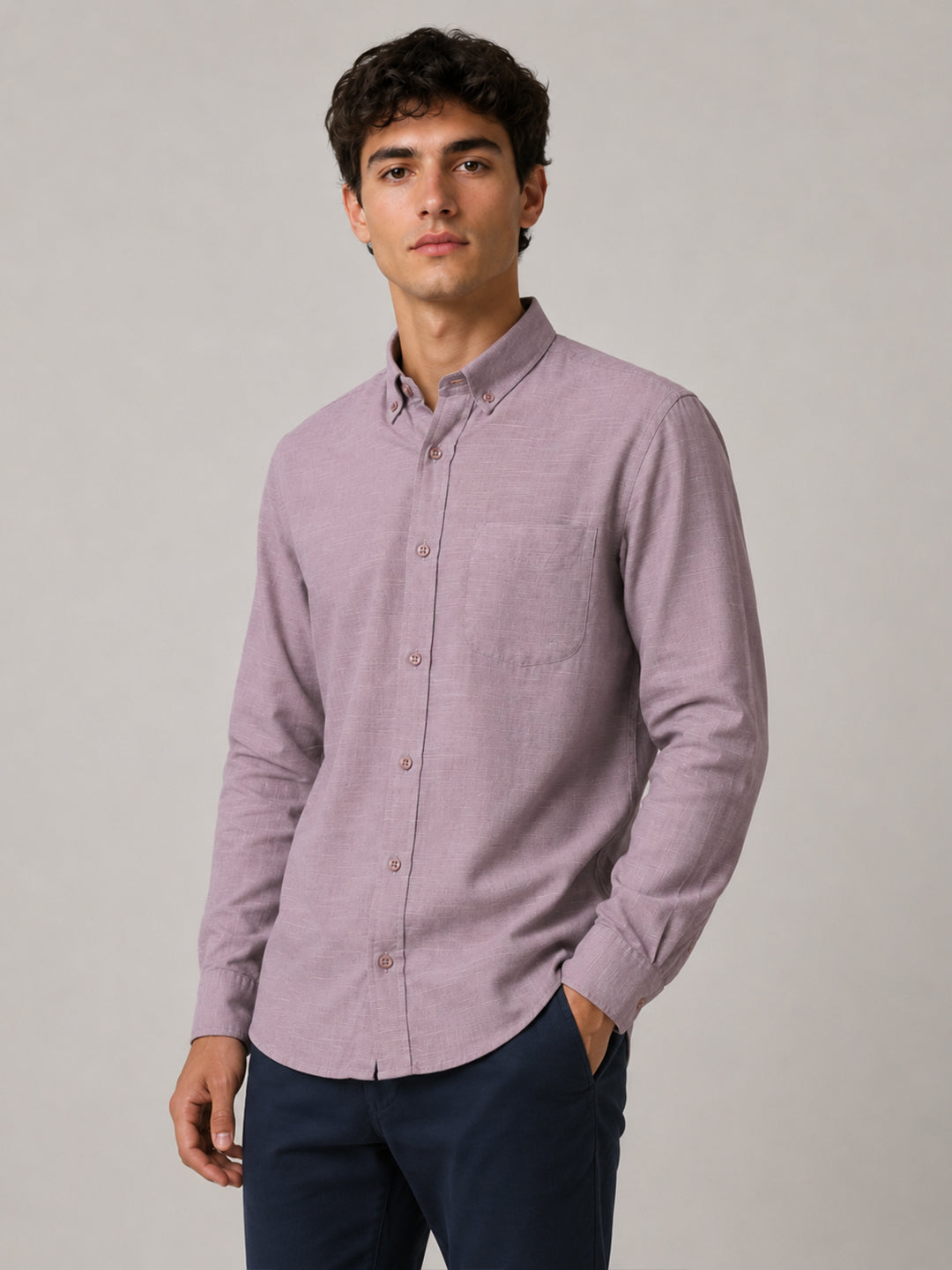 Lavender Linear Linen Shirt