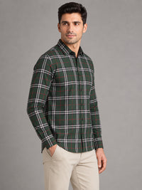 Green Tartan Check Cotton Shirt For Men