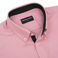 Rose Gold Satin Contrast Collar Shirt for Men