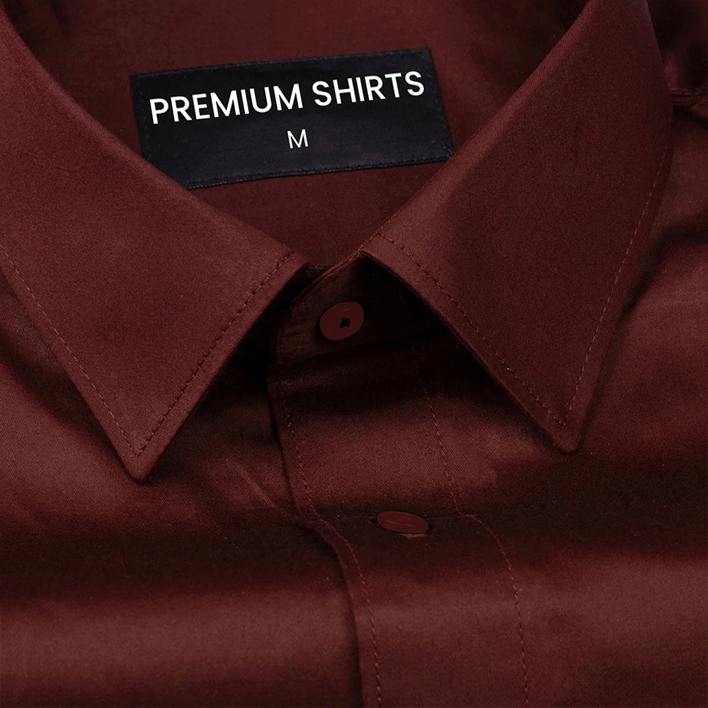 300GSM Premium Satin Shirt Combo for Men (White & Maroon)