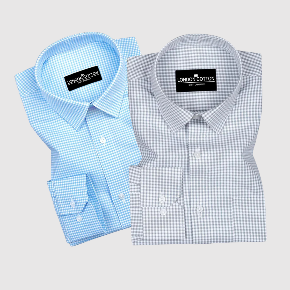 Sky Blue & Silver Premium Oxford Check Shirts – Pack of 2