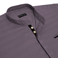 Urban Fit Purple Short Linen Kurta For Men