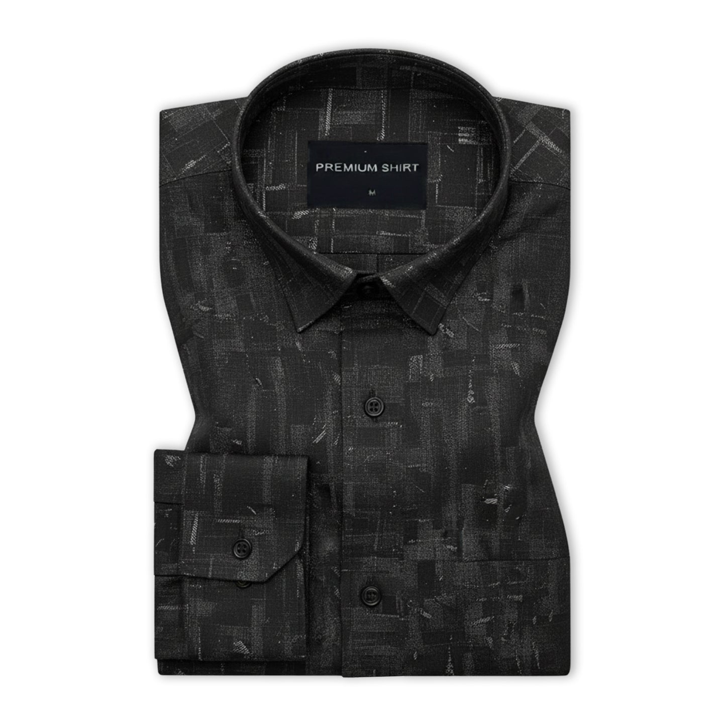 Black Abstract Linen Shirt For Men