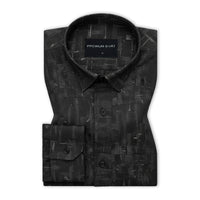 Black Abstract Linen Shirt For Men