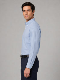 Sky Blue Satin Contrast Collar Shirt for Men