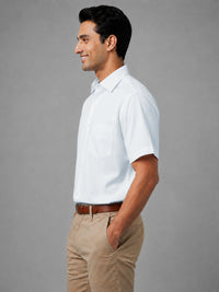 Half Sleeve Paper Cotton Light Blue Shirt for Men