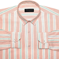 Rose Mist Oxford Stripe Cotton Shirt For Men