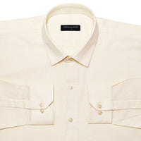Cream Textured Linen Shirt For Men