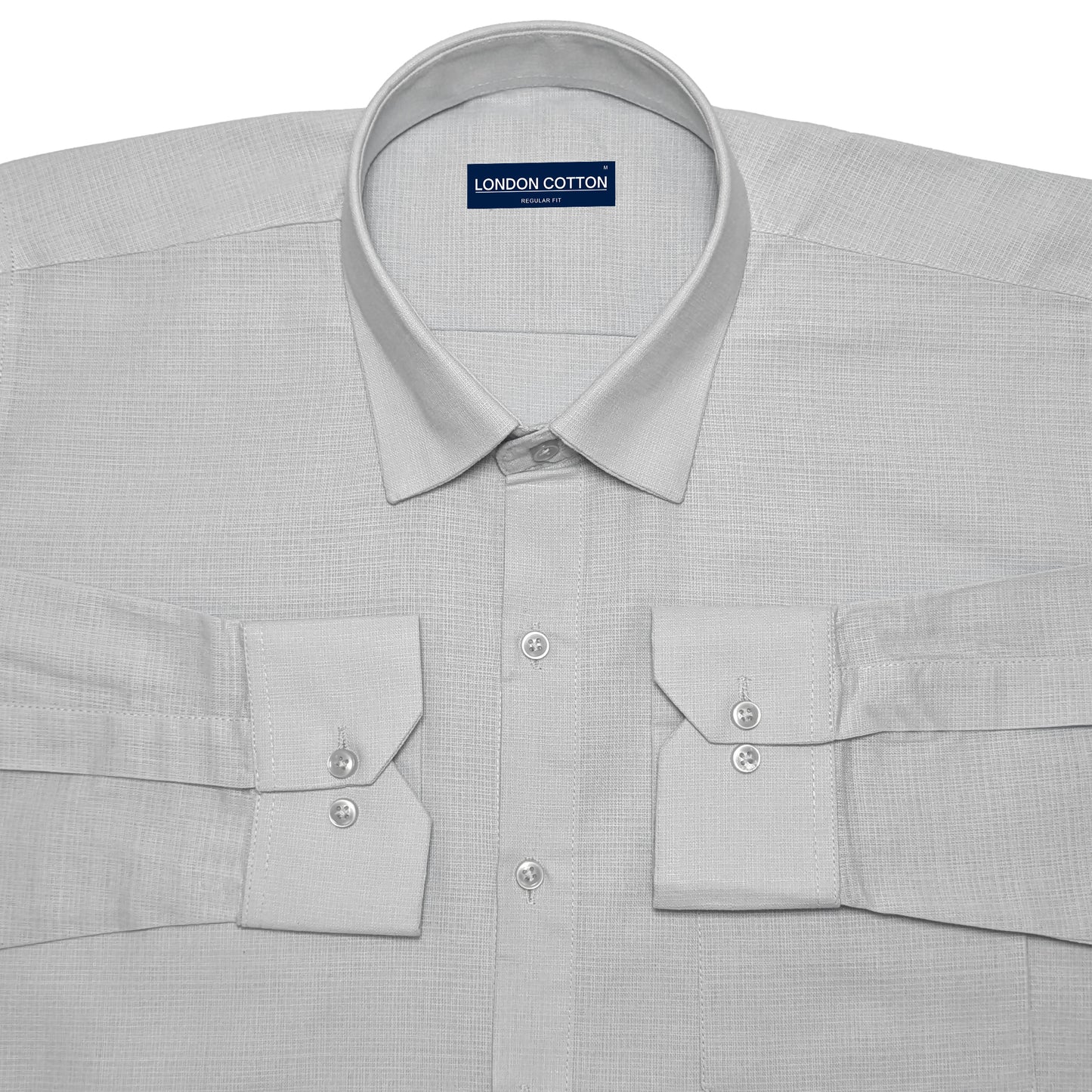 Silver Textured Linen Shirt For Men