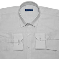 Silver Textured Linen Shirt For Men