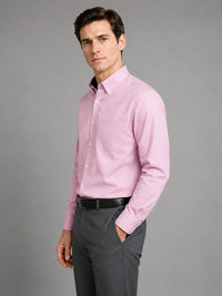 Light Pink Satin Contrast Collar Shirt for Men