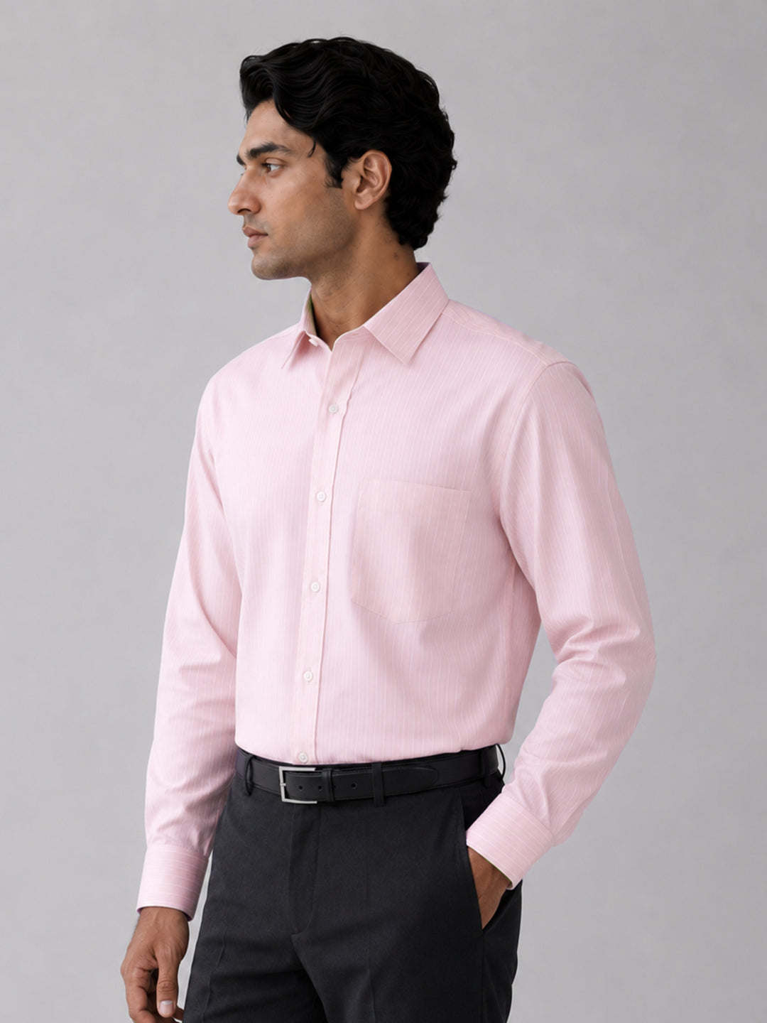Pink Pinstripe Oxford Shirt For Men