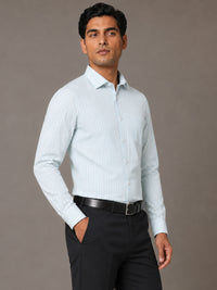 Sky Blue Stripe Oxford Premium Cotton Shirt For Men