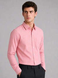 Dark Pink Pinstripe Oxford Shirt For Men