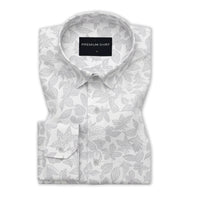 White Lavender Abstract Linen Shirt For Men