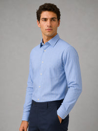 Blue Pinstripe Oxford Shirt For Men