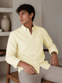 Lemon Down Button Casual Linen Shirt