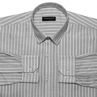 Dark Grey Pinstripe Oxford Shirt For Men