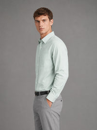 Light Green Stripe Oxford Shirt For Men