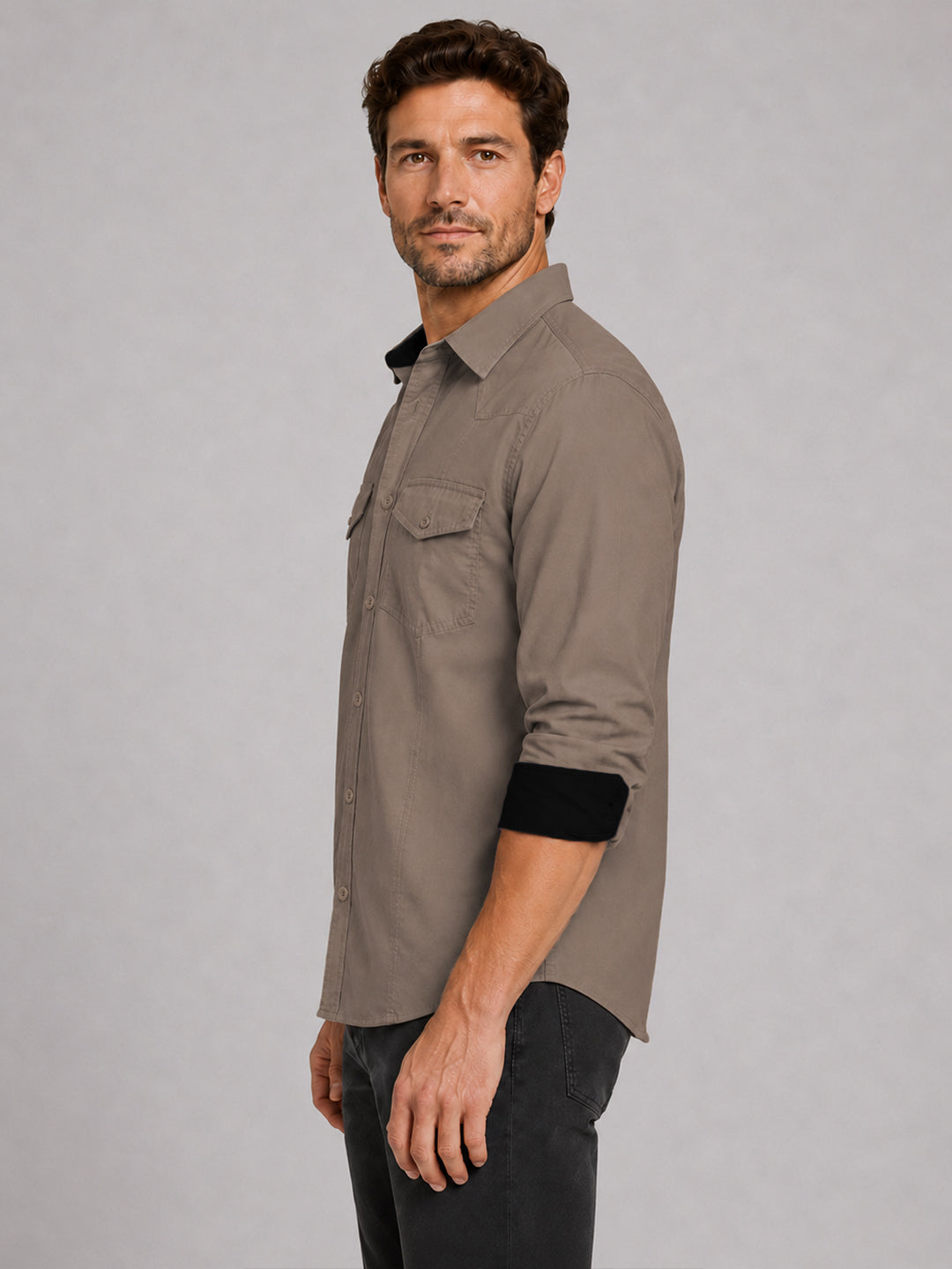 Pack Of 2 Cargo Style Khaki & Bottle Green Shirt
