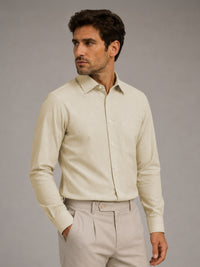 Cream Pinstripe Oxford Shirt For Men