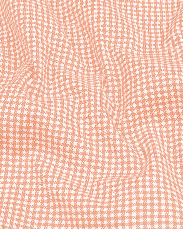 Peach Check Oxford Premium Cotton Shirt For Men