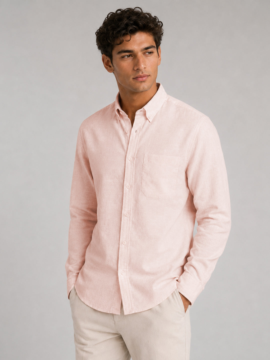 Maroon & Peach Linear Linen Pack of 2 Shirt