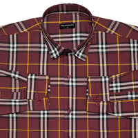 Red Tartan Check Cotton Shirt For Men