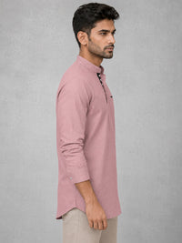 Urban Fit Rose Gold Short Linen Kurta For Men