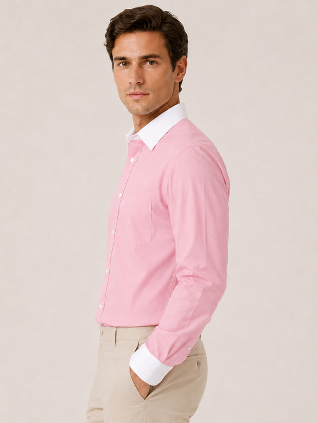 Pack of 2 White Collar Oxford Cotton Shirt For Men (Sky Blue & Pink)