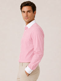 Pack of 2 White Collar Oxford Cotton Shirt For Men (Sky Blue & Pink)