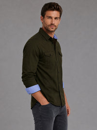 Pack Of 2 Cargo Style Beige & Bottle Green Shirt