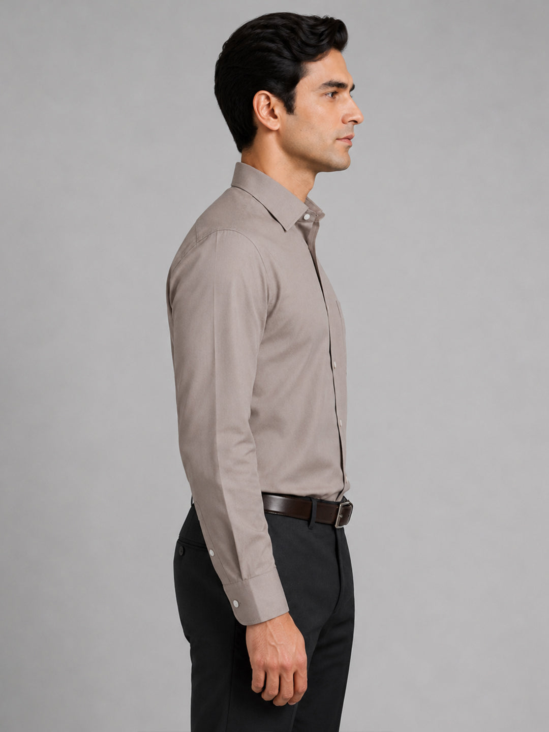 Brown Formal Oxford Cotton Shirt For Men