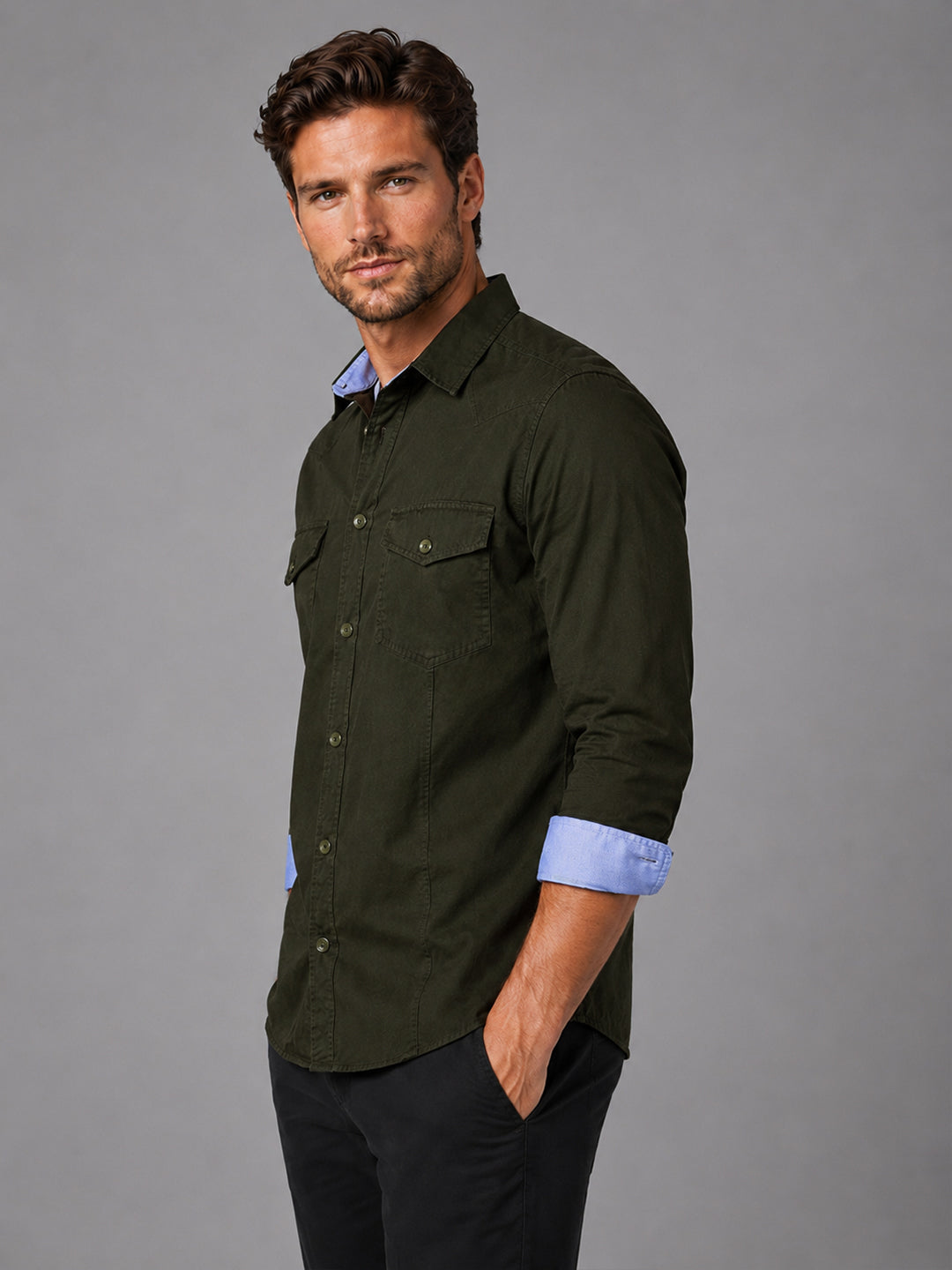 Cargo Style Bottle Green Shirt