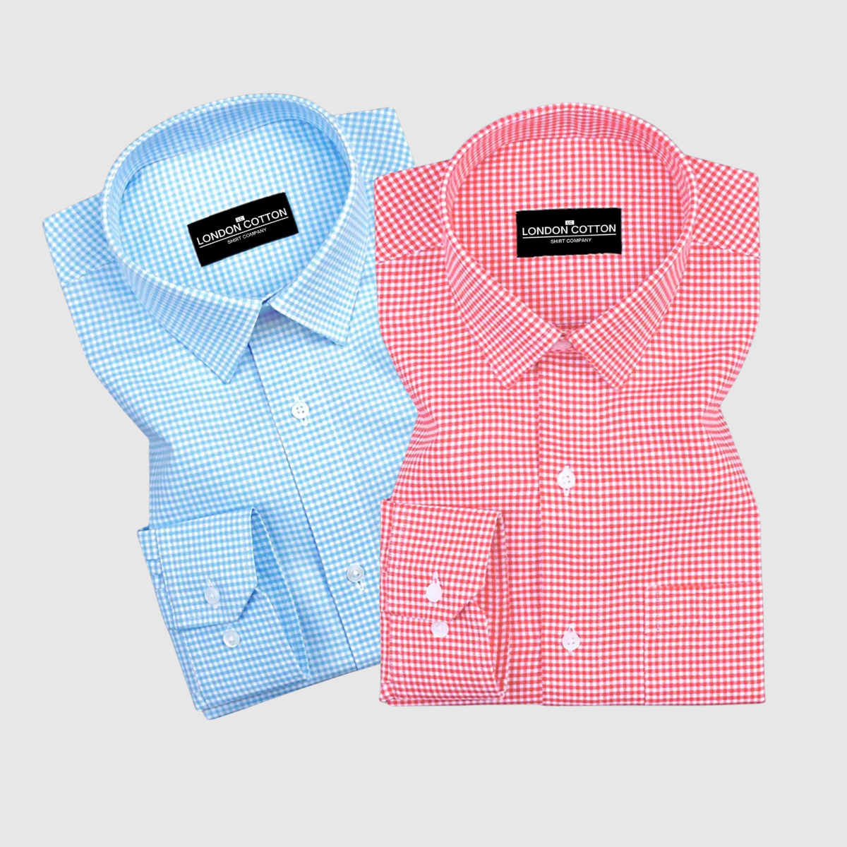 Sky Blue & Red Premium Oxford Check Shirts – Pack of 2
