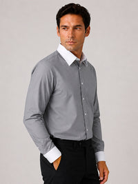 Pack of 2 White Collar Oxford Cotton Shirt For Men (Dark Grey & Sky Blue)