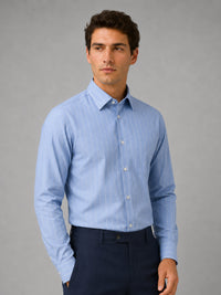 Blue Pinstripe Oxford Shirt For Men