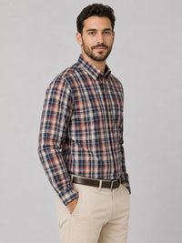 Crimson & Navy Tartan Check Cotton Shirt For Men