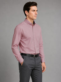 Rose Gold Satin Contrast Collar Shirt for Men