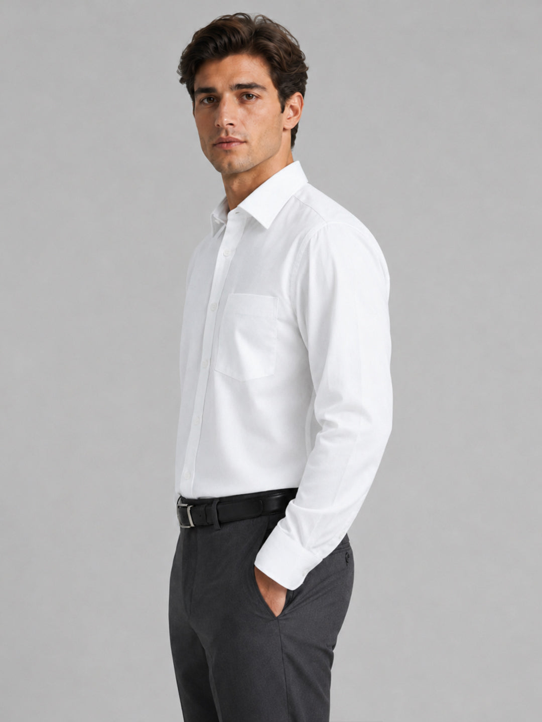 Pearl White Formal Oxford Cotton Shirt For Men