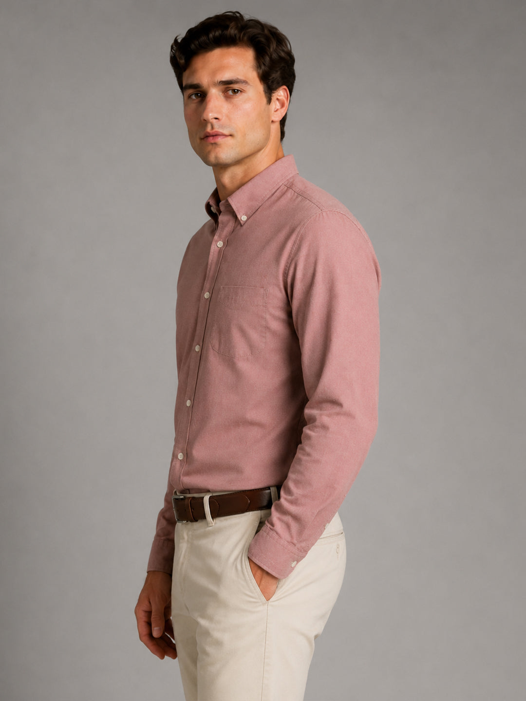 Oxford Cotton Maroon Shirt For Men